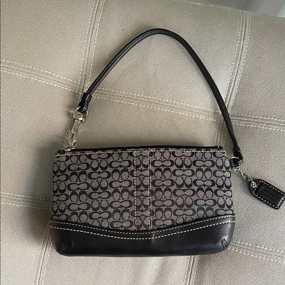 Coach Monogram Black and Gray Wristlet